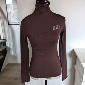 Zara Brown Long Sleeve Turtleneck Top